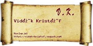 Vidák Kristóf névjegykártya
